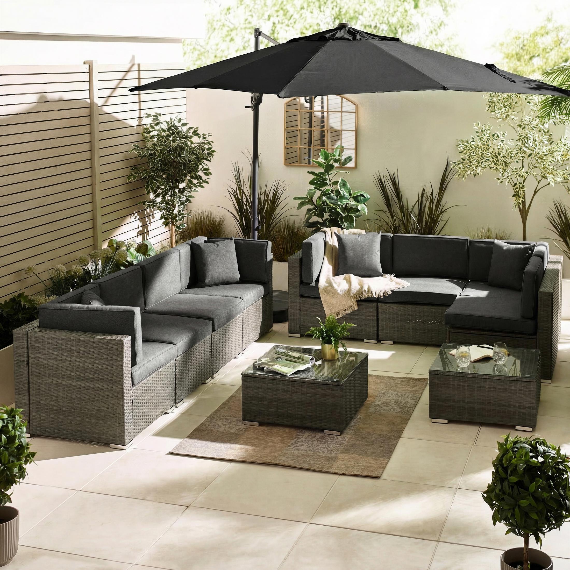 Orlando Grey Rattan & Grey 8 Seat Modular Garden Sofa