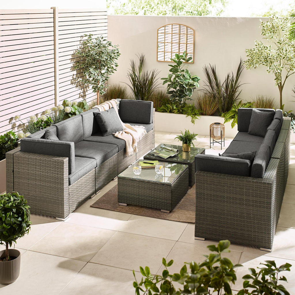 Orlando Grey Rattan & Grey 8 Seat Modular Garden Sofa