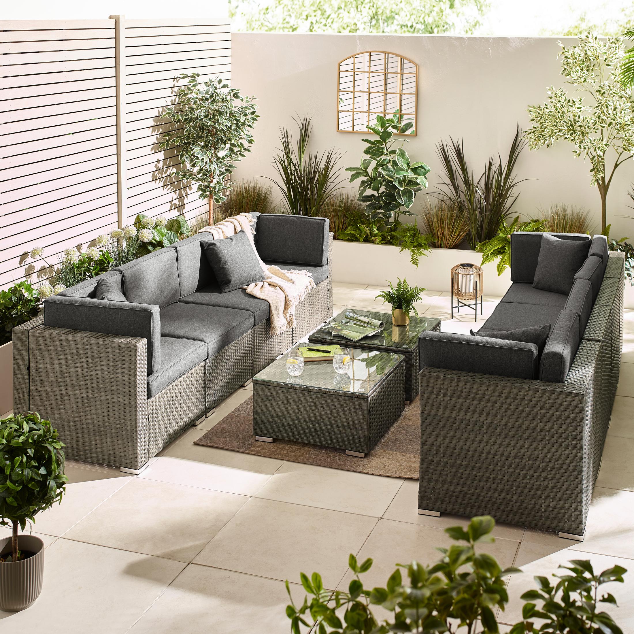 Orlando Grey Rattan & Grey 8 Seat Modular Garden Sofa
