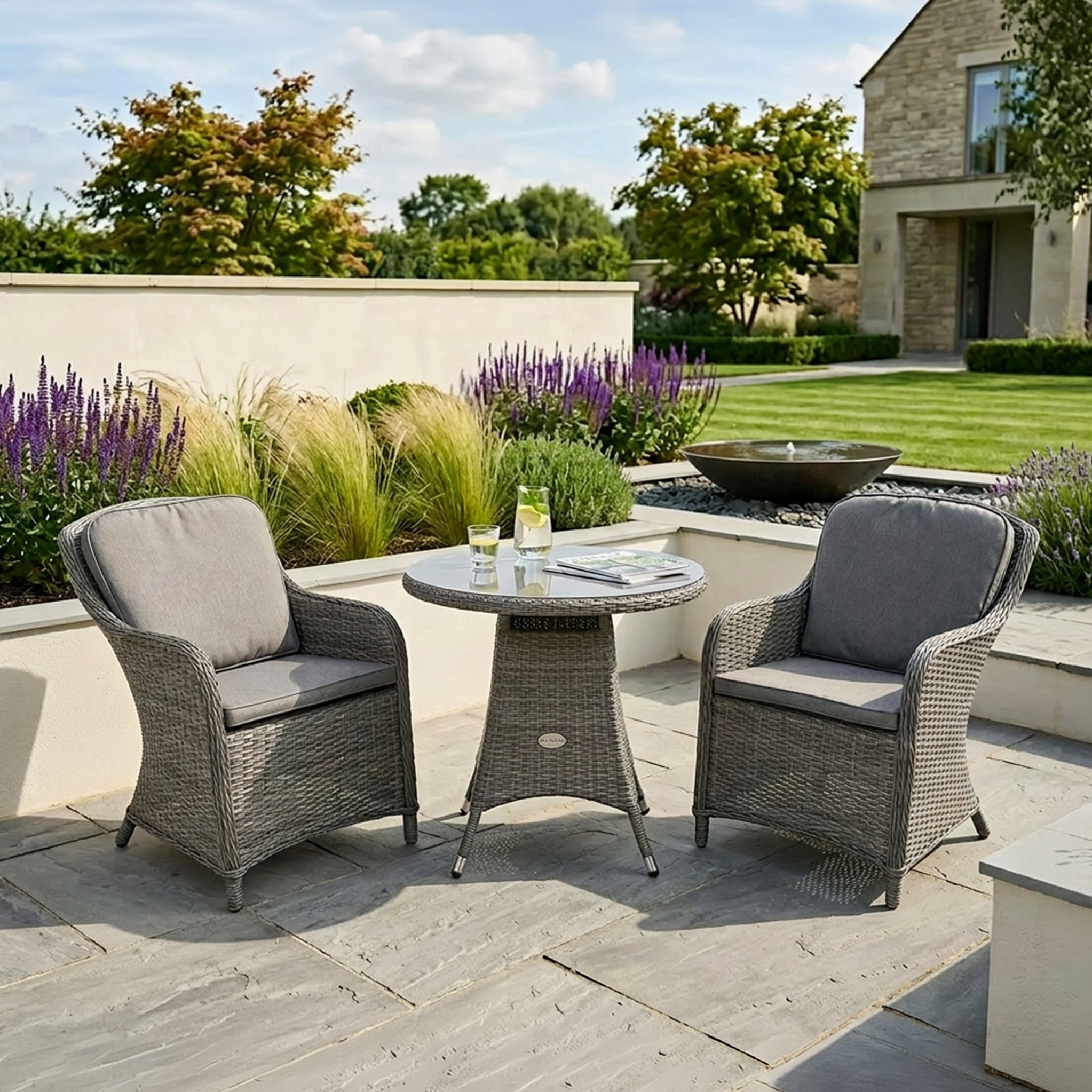 Paris 2 Seat Lux Rattan Bistro Set