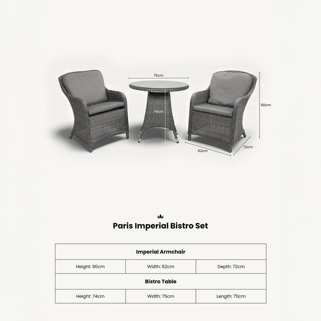 Paris 2 Seat Lux Rattan Bistro Set