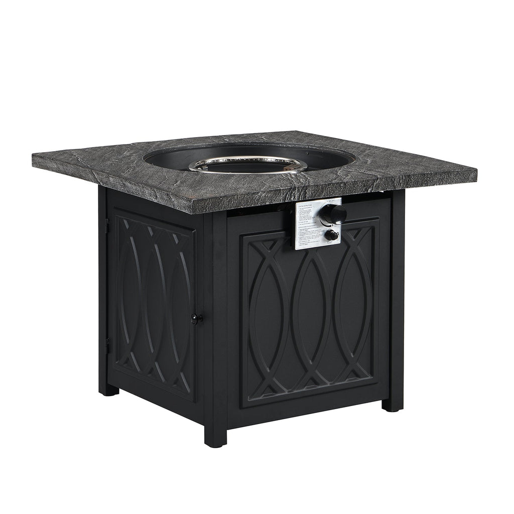 Square Outdoor 32" x 32" 50,000BTUs Real Concrete Gas Firepit Table