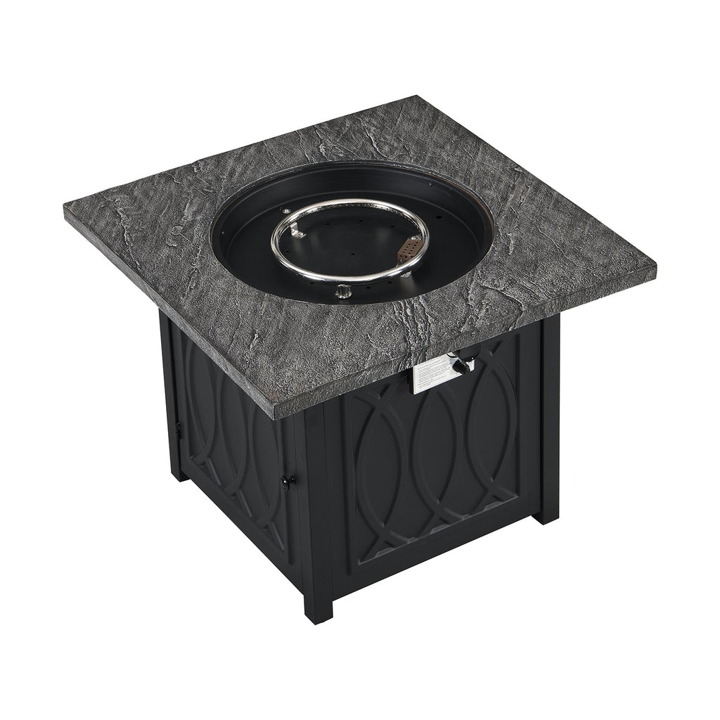 Square Outdoor 32" x 32" 50,000BTUs Real Concrete Gas Firepit Table