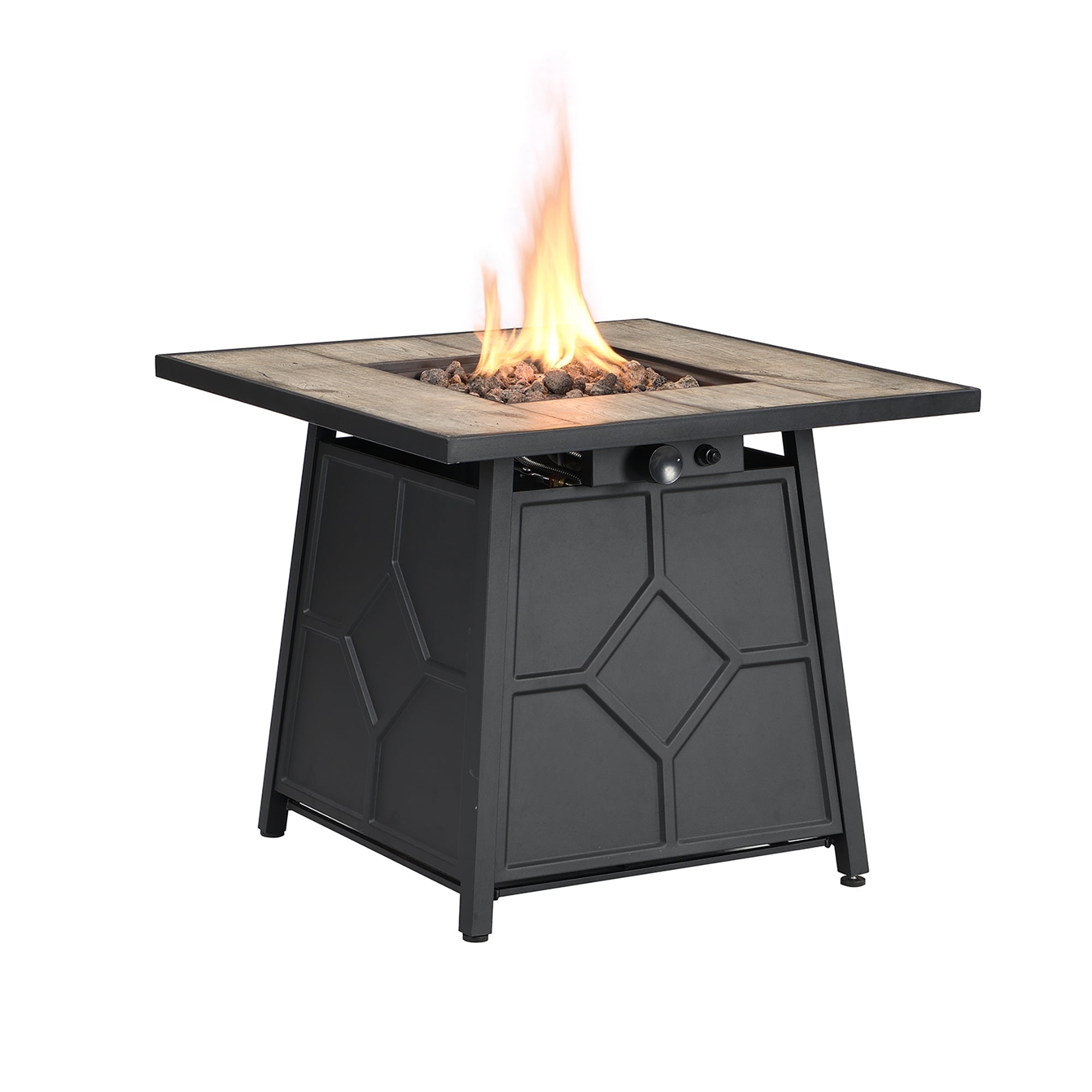 Square Outdoor 30" x 30" 40,000BTUs Real Concrete Fire Pit Table