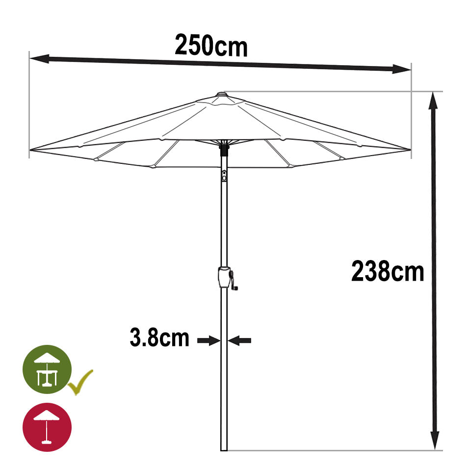 Parasol 2.5m - Grey