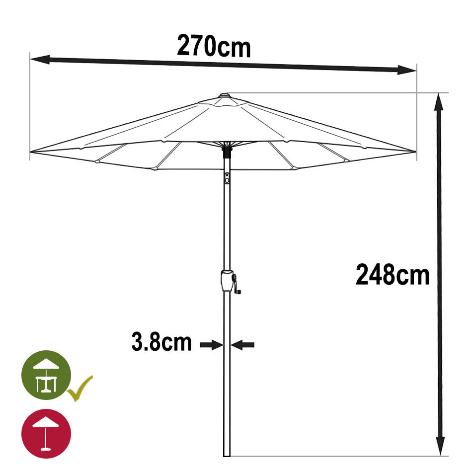 Parasol 2.7m - Grey