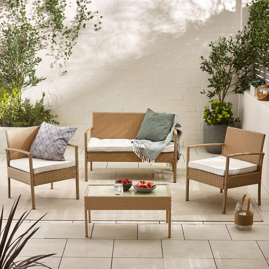 Porto Beige Rattan 4 Seat Garden Sofa & Chairs Set