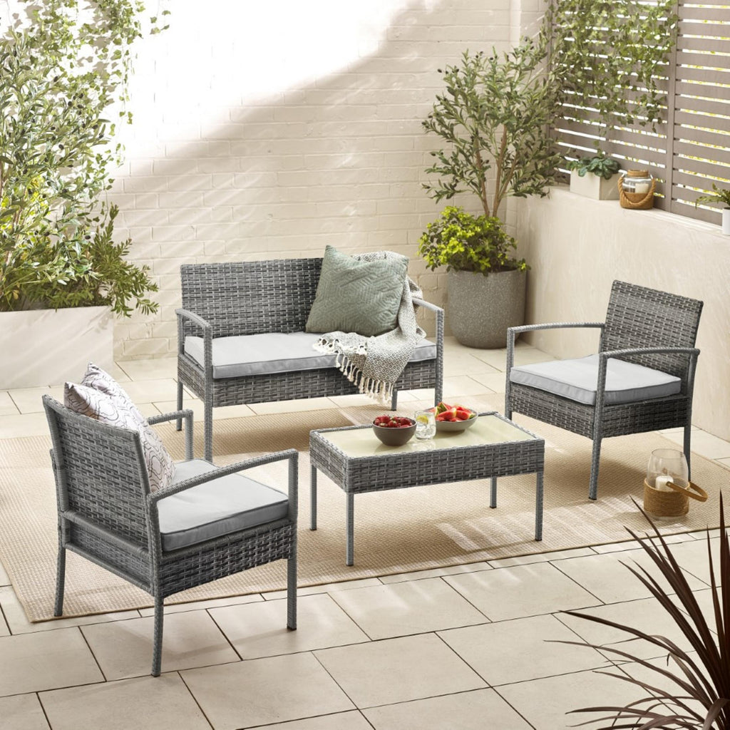 Porto Grey Rattan 4 Seat Garden Sofa & Chairs Set