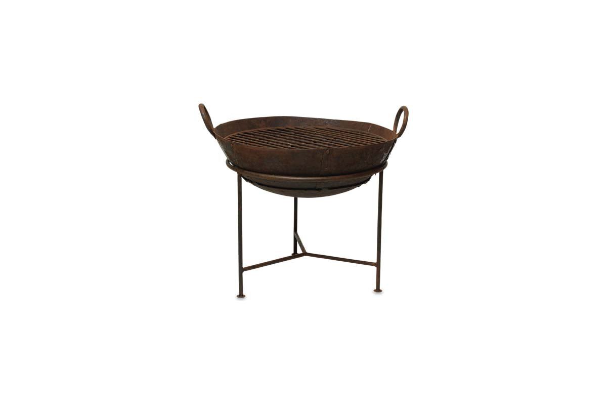 Reclaimed Iron Kadai With Grill - Small