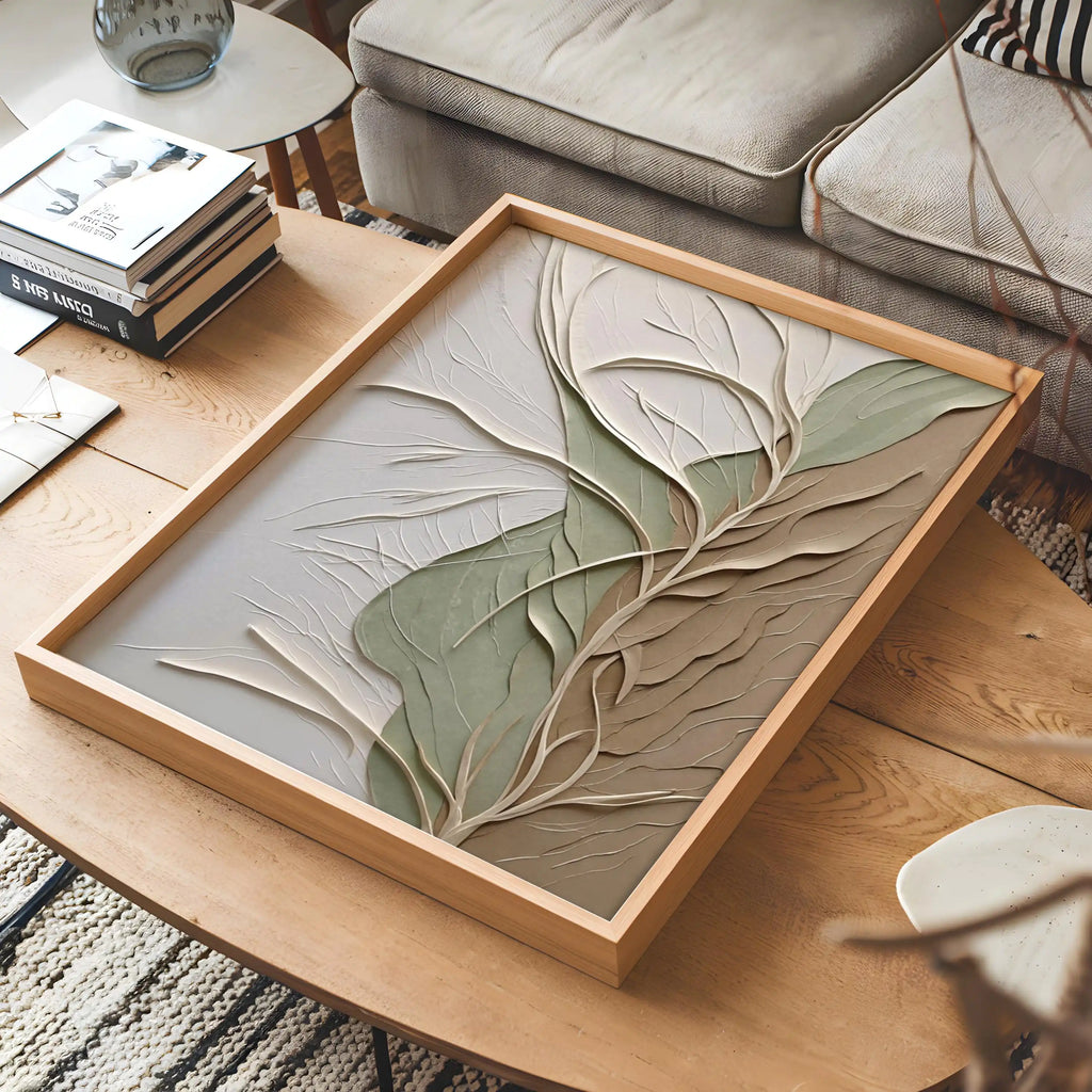 UrbanFamily – Set of 3 Textured Leaf Wall Art Posters