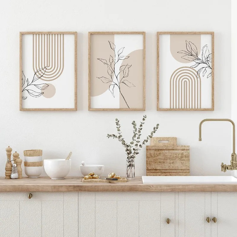 UrbanFamily – 3-Piece Neutral Wall Art Prints | Modern Minimalist Boho Botanical Decor