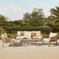 Shiro Wooden Garden Set with 3 Seater Sofa - 2 Shiro Armchairs & Coffee Table