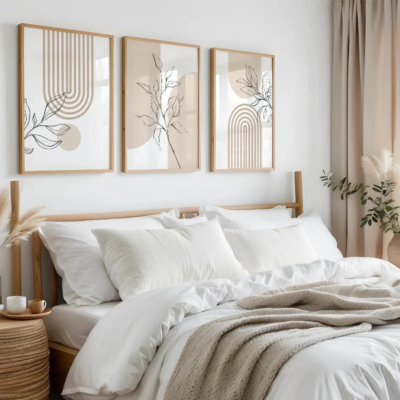 UrbanFamily – 3-Piece Neutral Wall Art Prints | Modern Minimalist Boho Botanical Decor