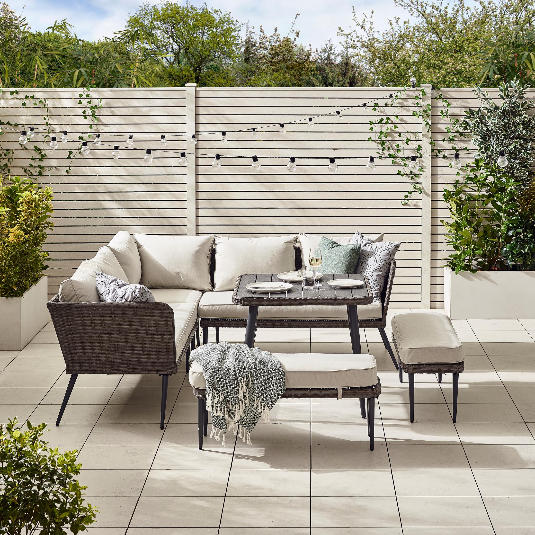 Seychelles Grey Rattan 9 Seat Corner Sofa Garden Dining Set