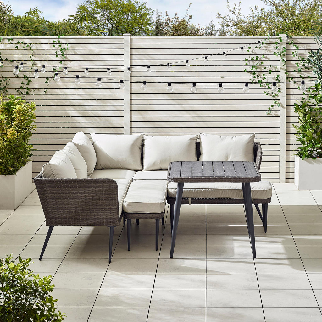 Seychelles Grey Rattan 9 Seat Corner Sofa Garden Dining Set