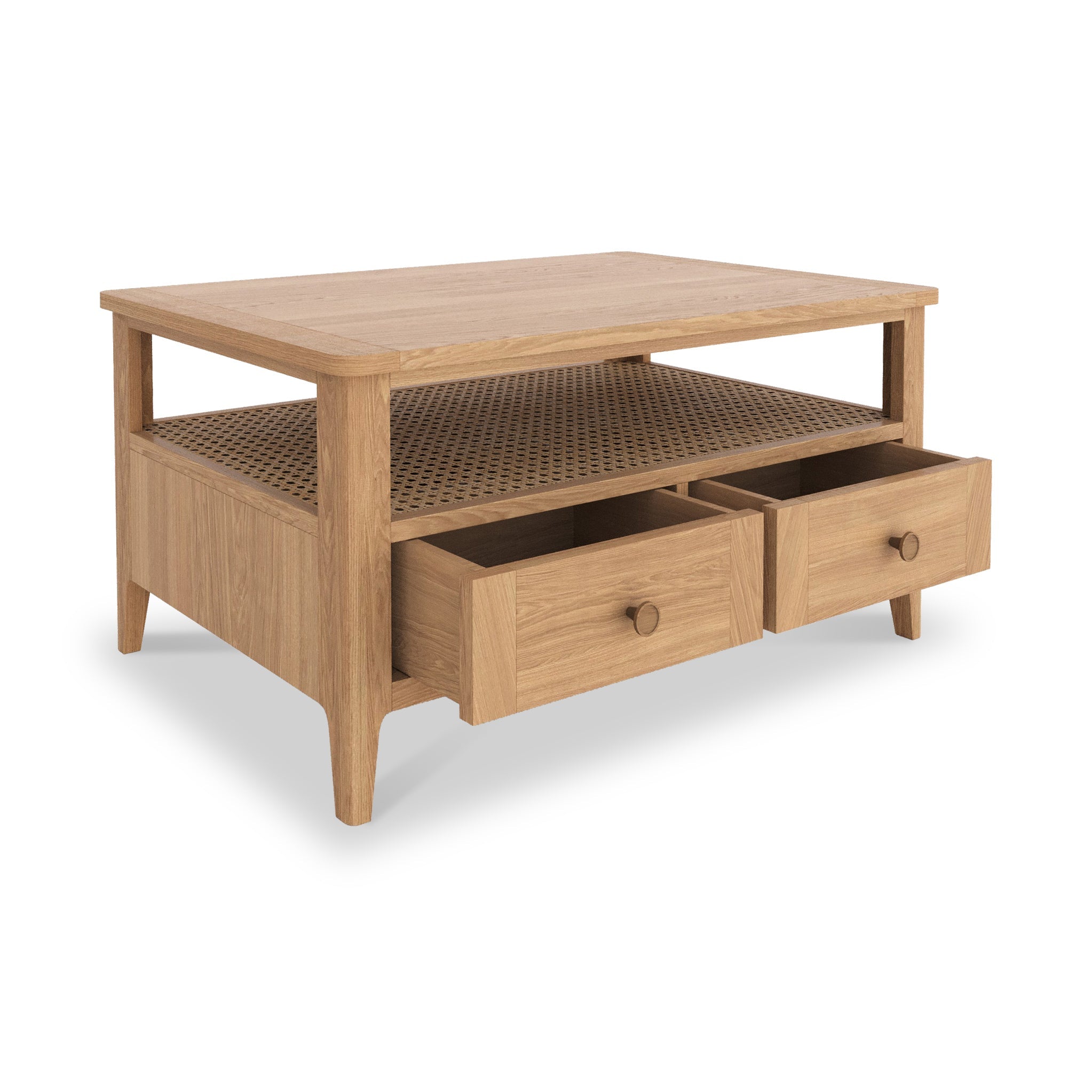 Albany Oak & Rattan 2 Drawer Coffee Table