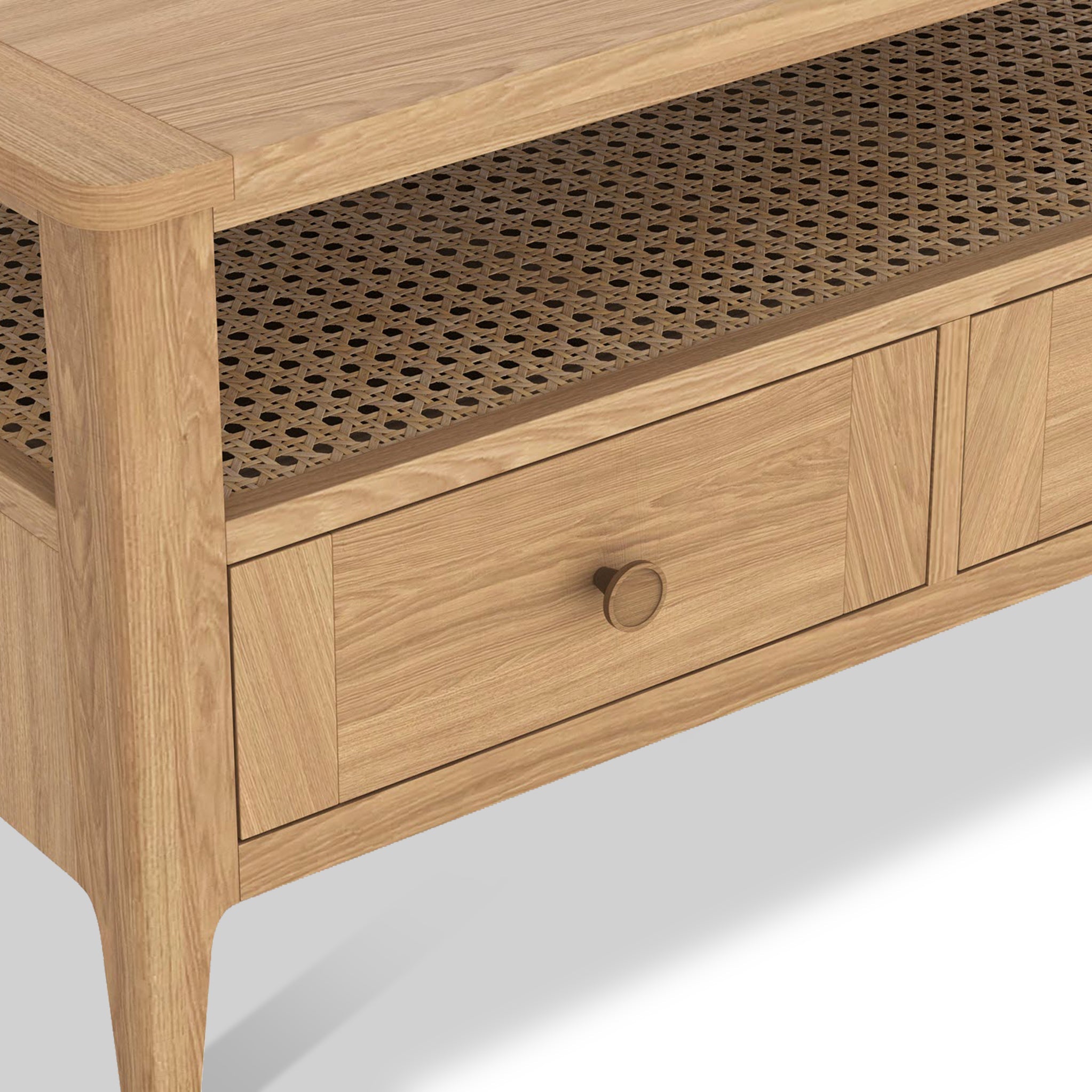 Albany Oak & Rattan 2 Drawer Coffee Table