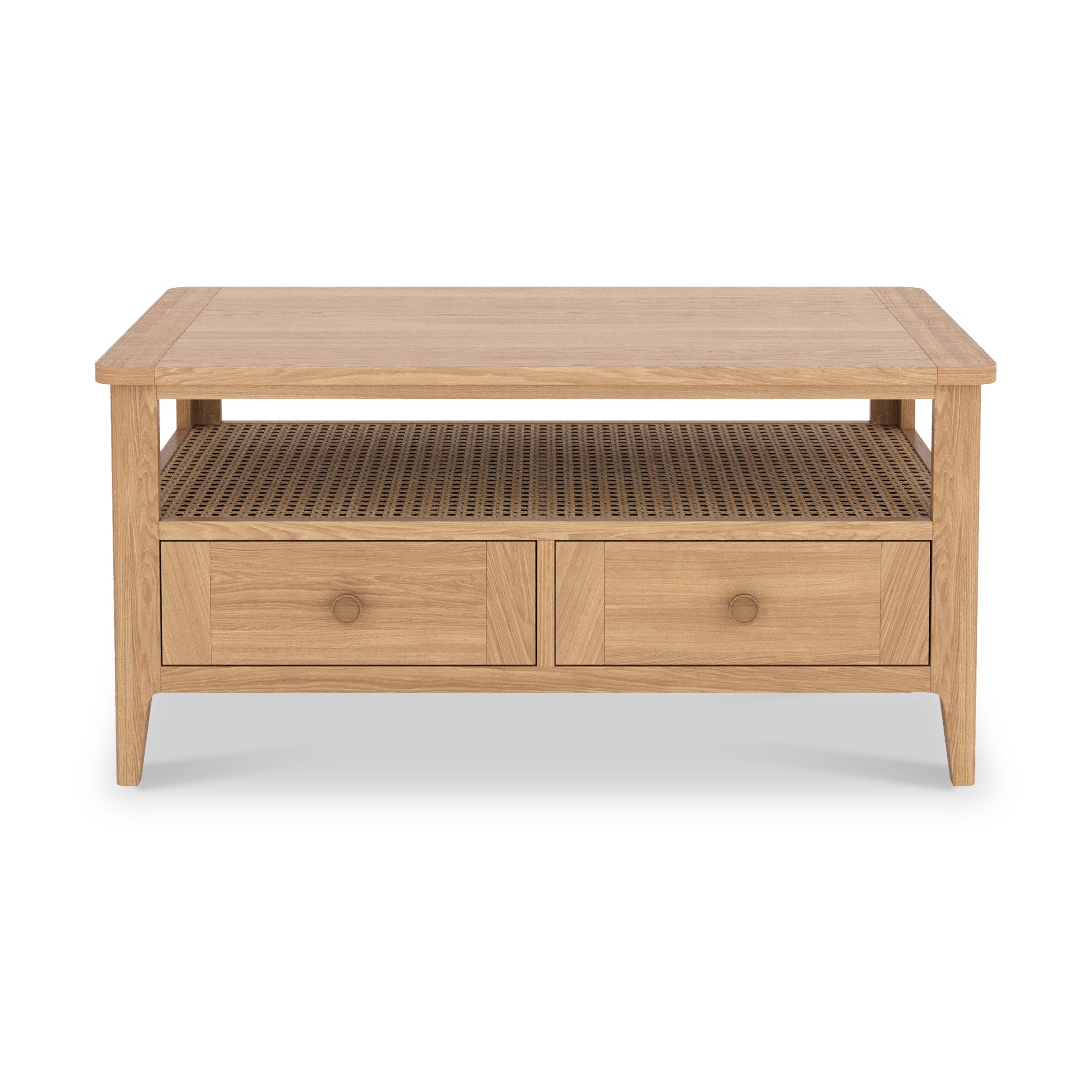 Albany Oak & Rattan 2 Drawer Coffee Table