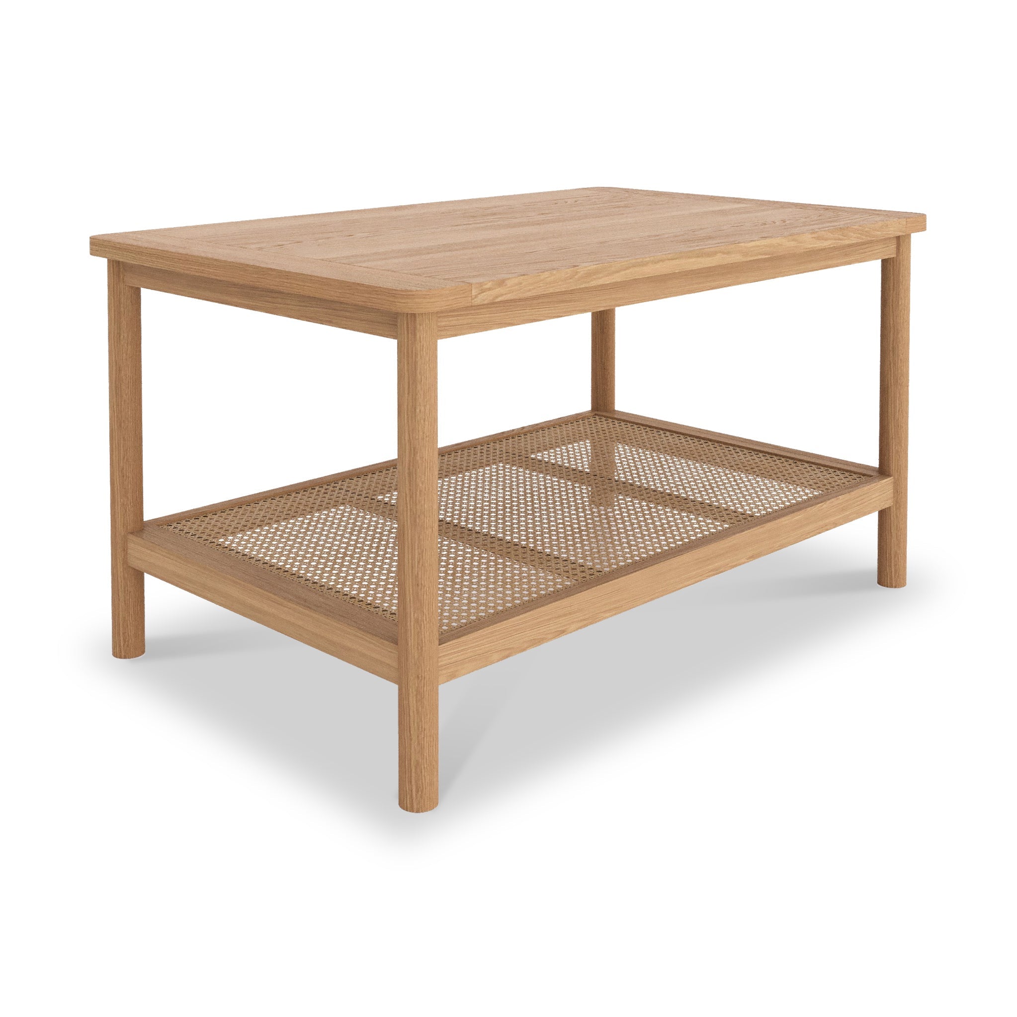 Albany Oak & Rattan Coffee Table with Shelf