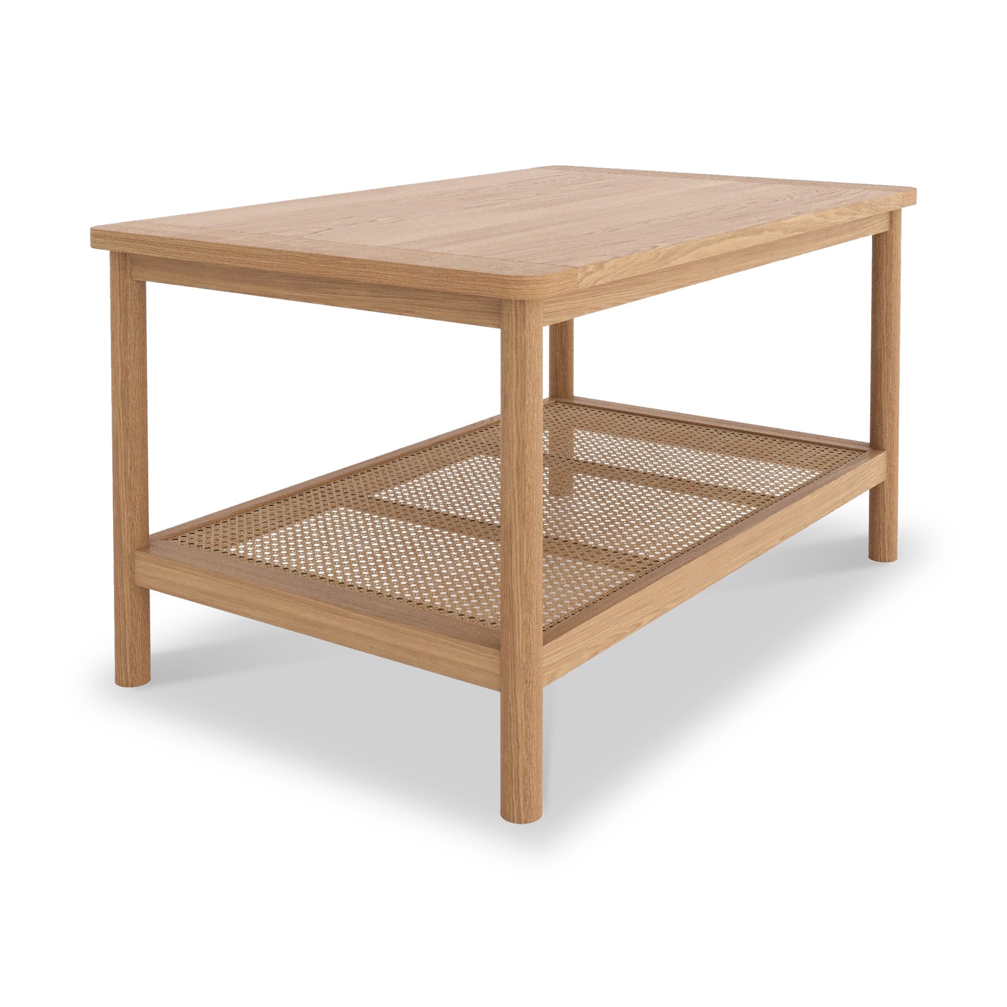 Albany Oak & Rattan Coffee Table with Shelf