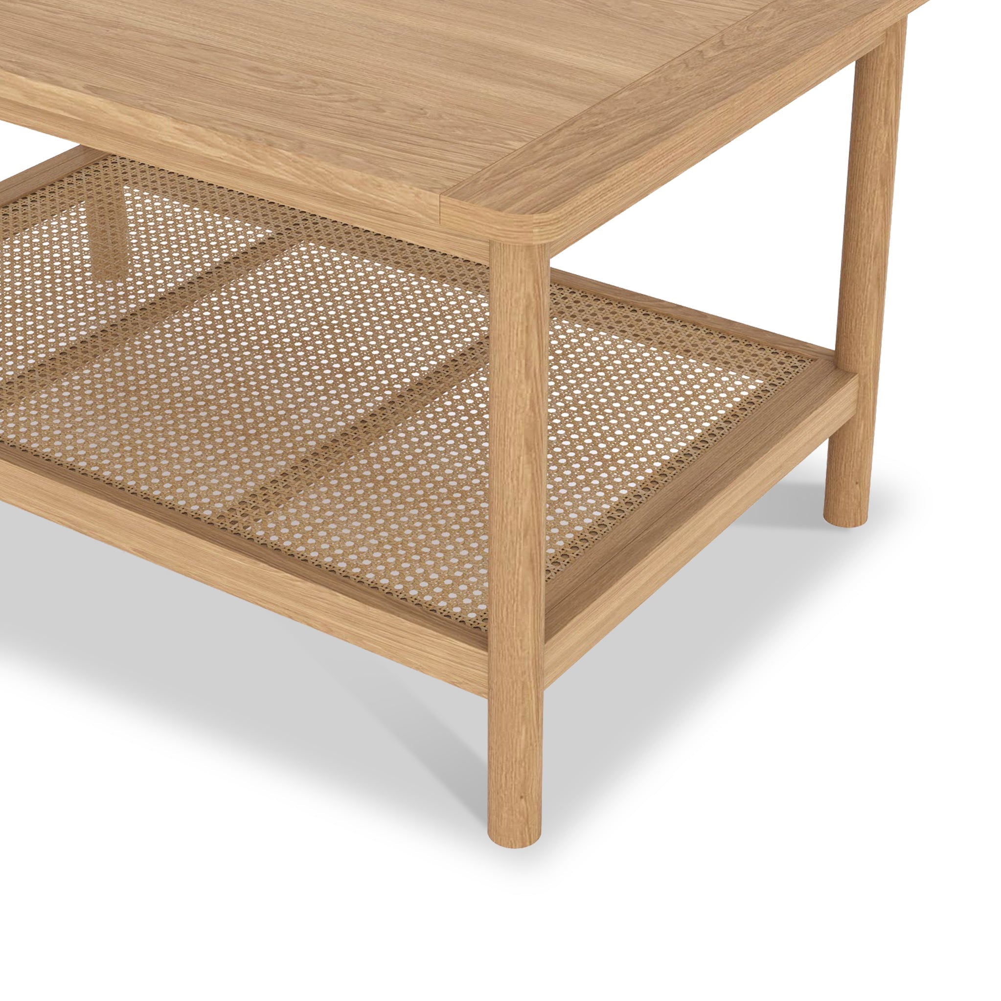 Albany Oak & Rattan Coffee Table with Shelf