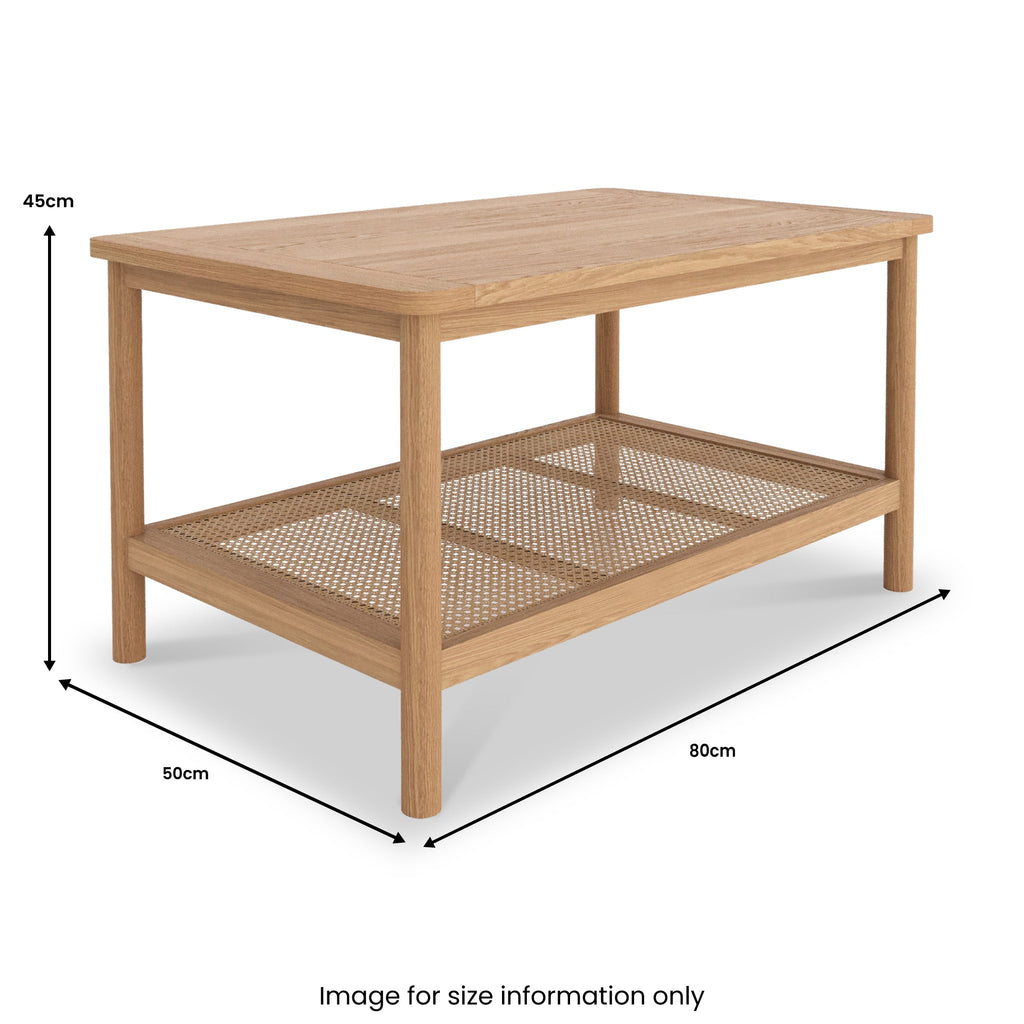 Albany Oak & Rattan Coffee Table with Shelf