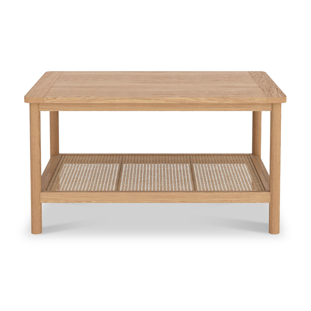 Albany Oak & Rattan Coffee Table with Shelf