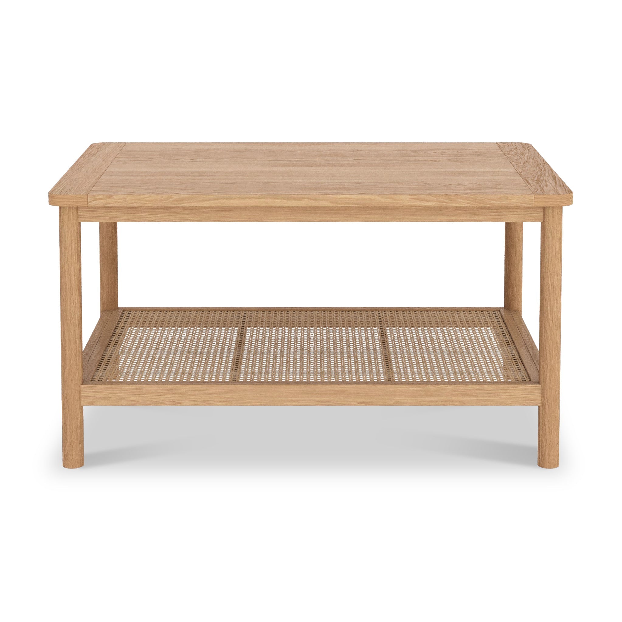 Albany Oak & Rattan Coffee Table with Shelf