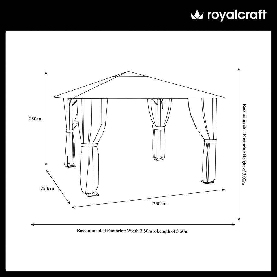 Titan 2.5m x 2.5m Galvanised Steel Gazebo