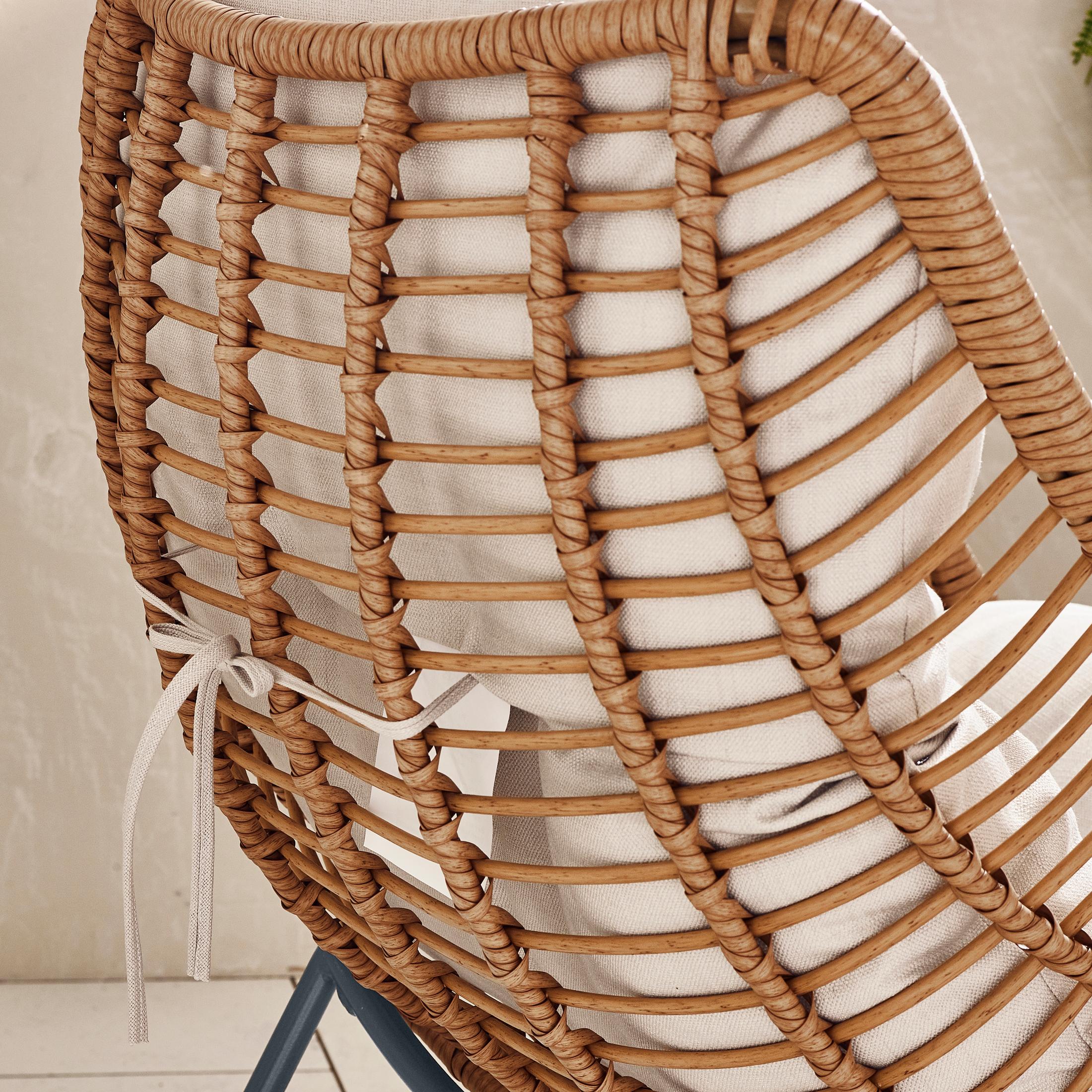 Tahiti Beige Rattan Garden Chair with Footstool