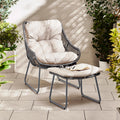 Tahiti Grey Rattan Garden Chair with Footstool