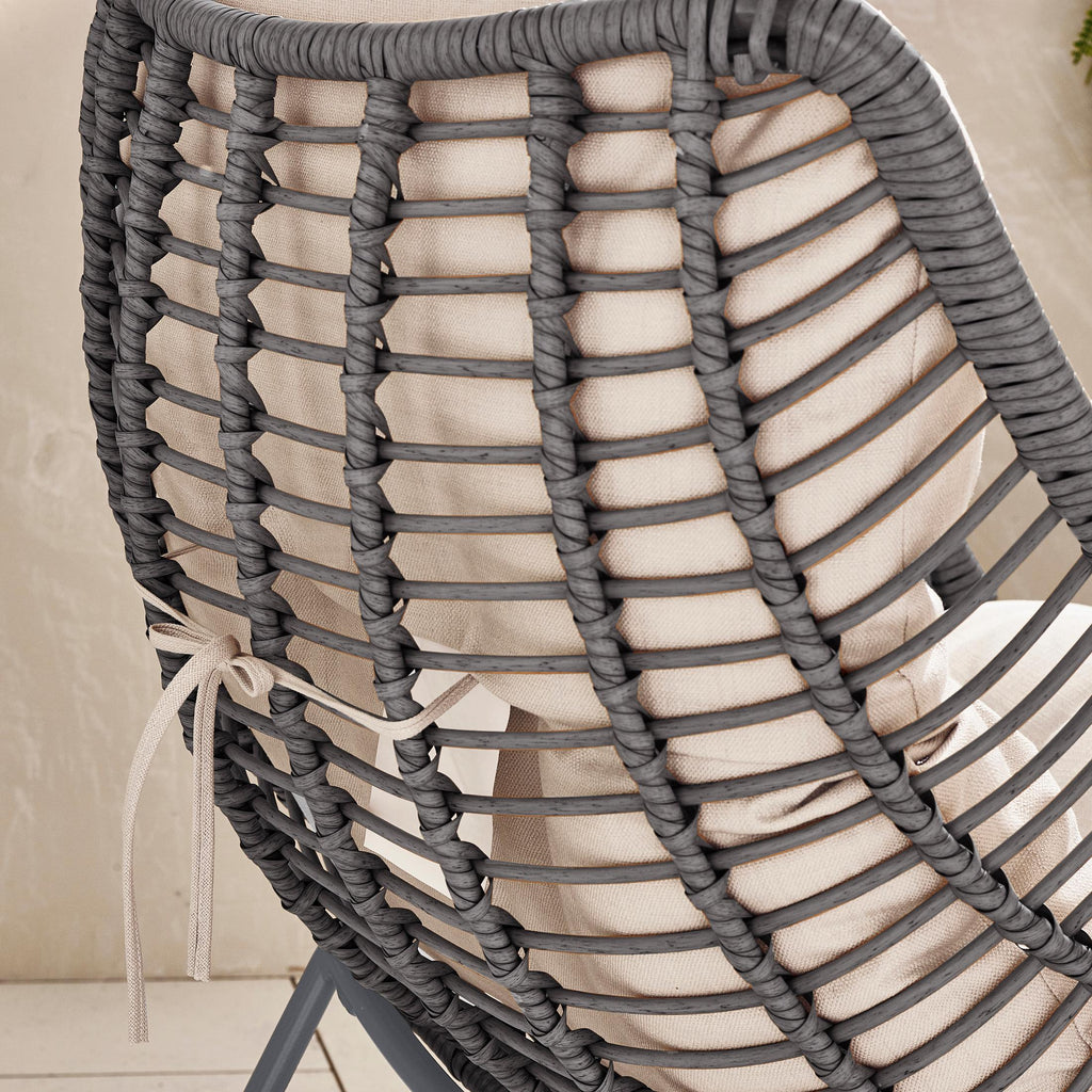 Tahiti Grey Rattan Garden Chair with Footstool