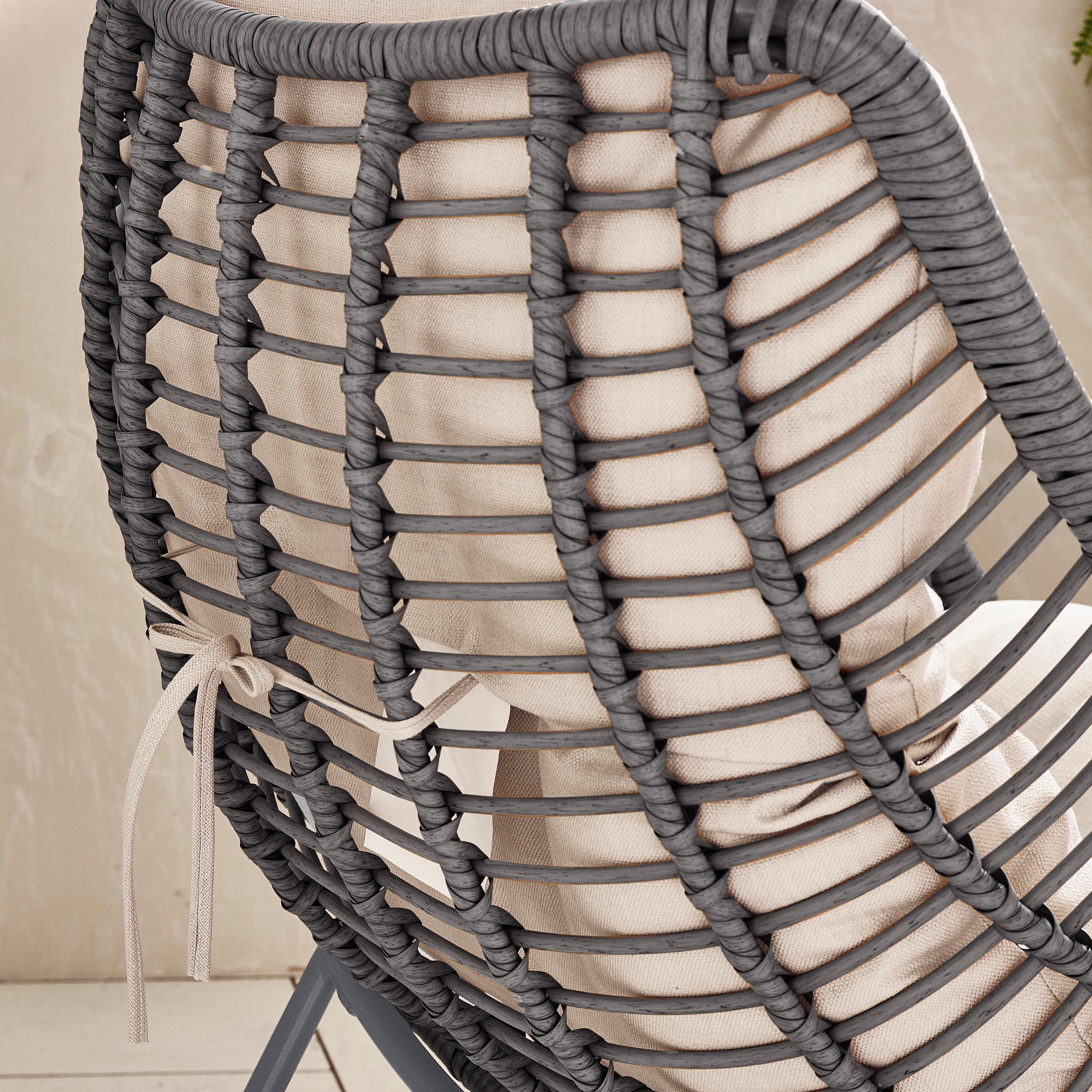 Tahiti Grey Rattan Garden Chair with Footstool