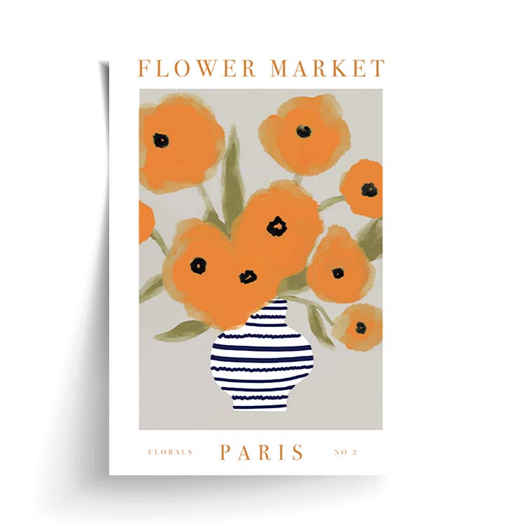 FLOWER MARKET PARIS ORANGE PRINT
