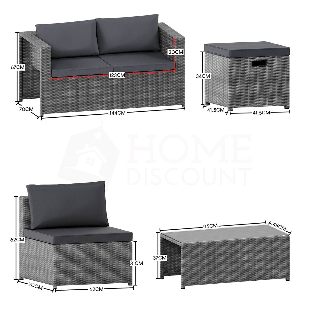 Islay 6 Seater Rattan Set, Grey