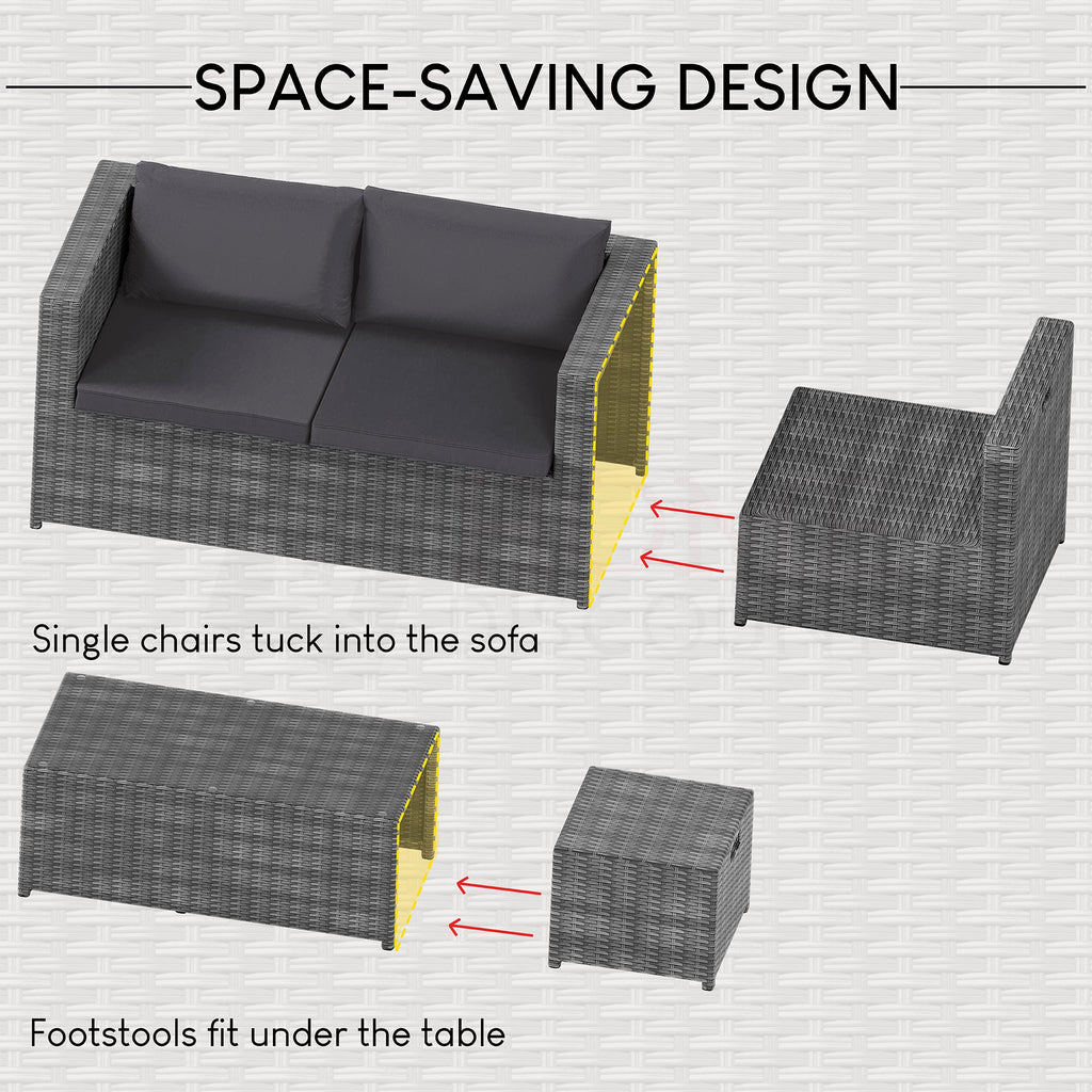 Islay 6 Seater Rattan Set, Grey