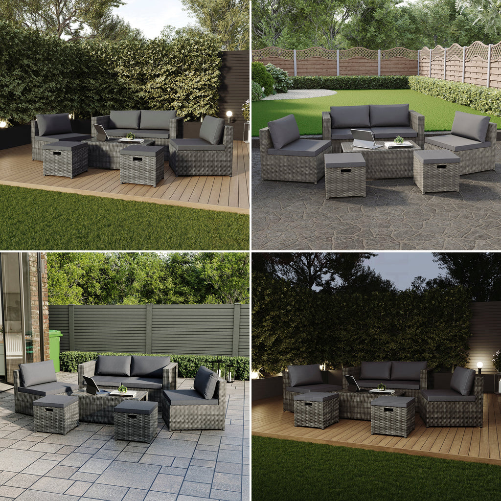 Islay 6 Seater Rattan Set, Grey
