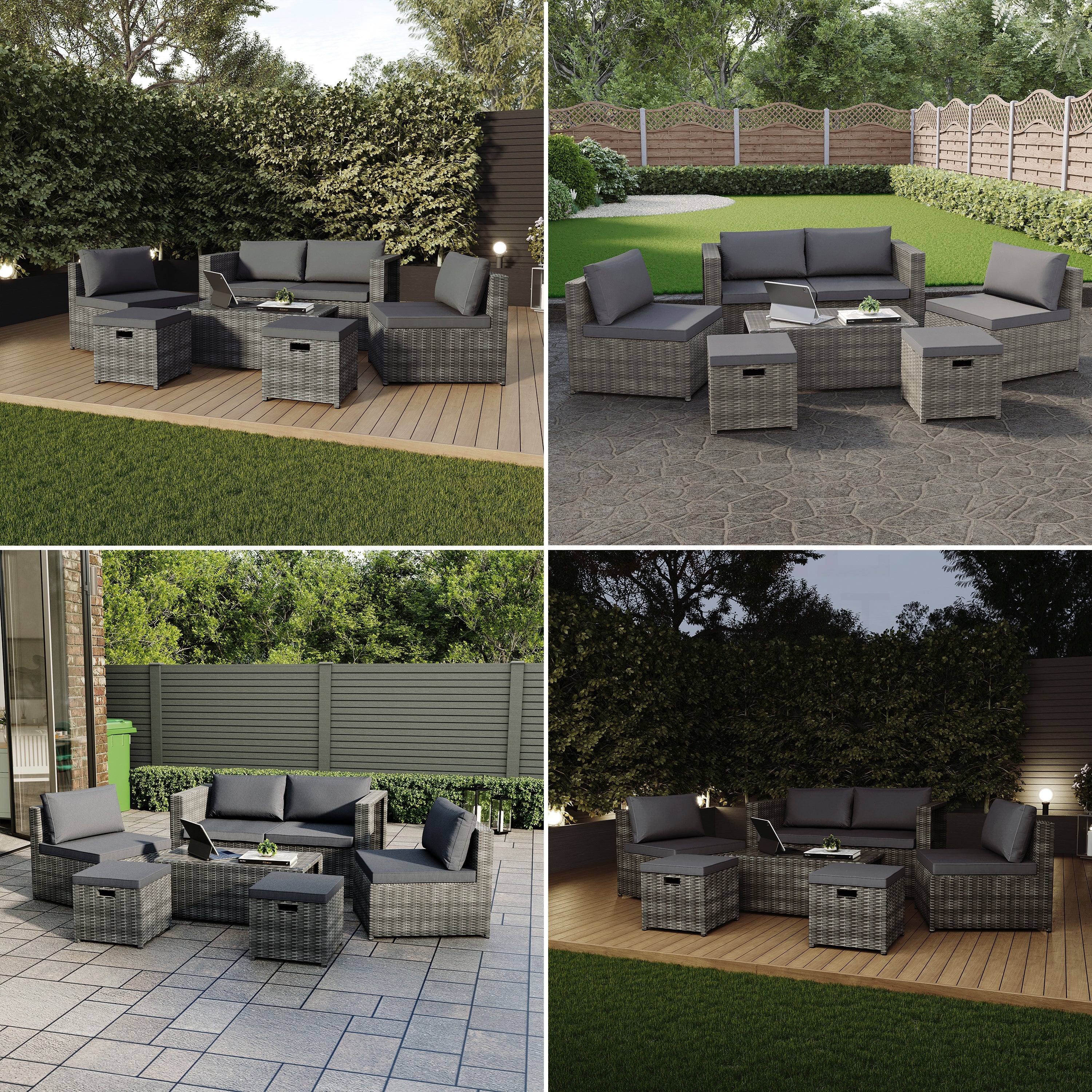 Islay 6 Seater Rattan Set, Grey