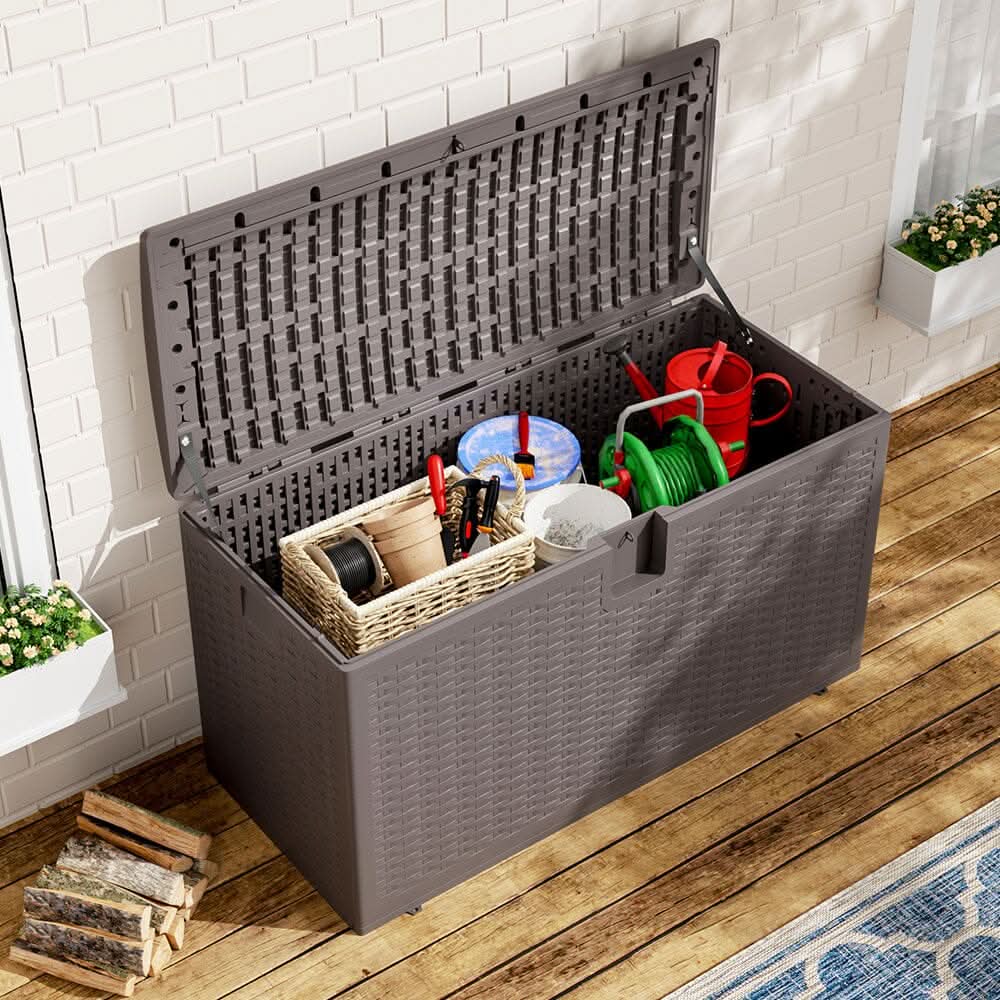 127cm W Rattan Garden Storage Outdoor Deck Box
