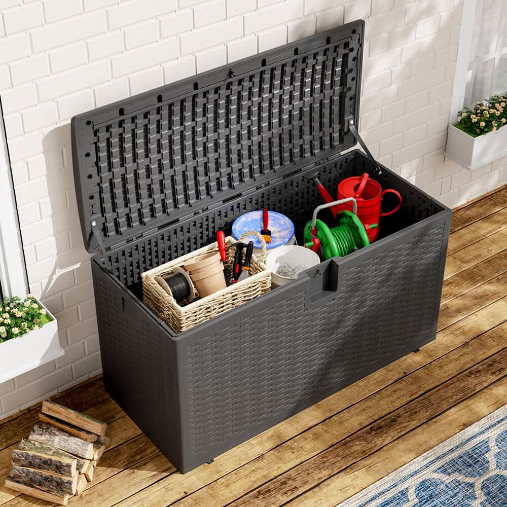 127cm W Rattan Garden Storage Outdoor Deck Box