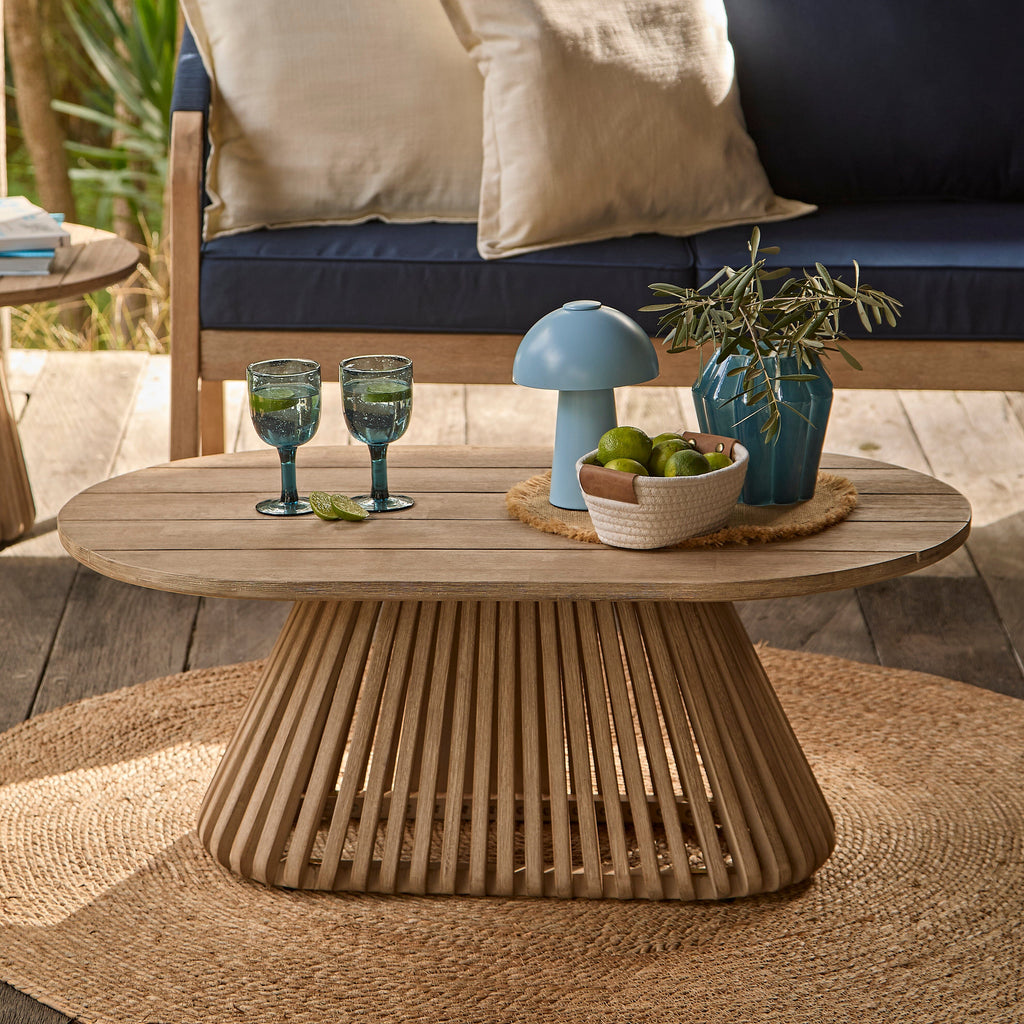 Willow Oval Garden Coffee Table - Brushed Light Acacia