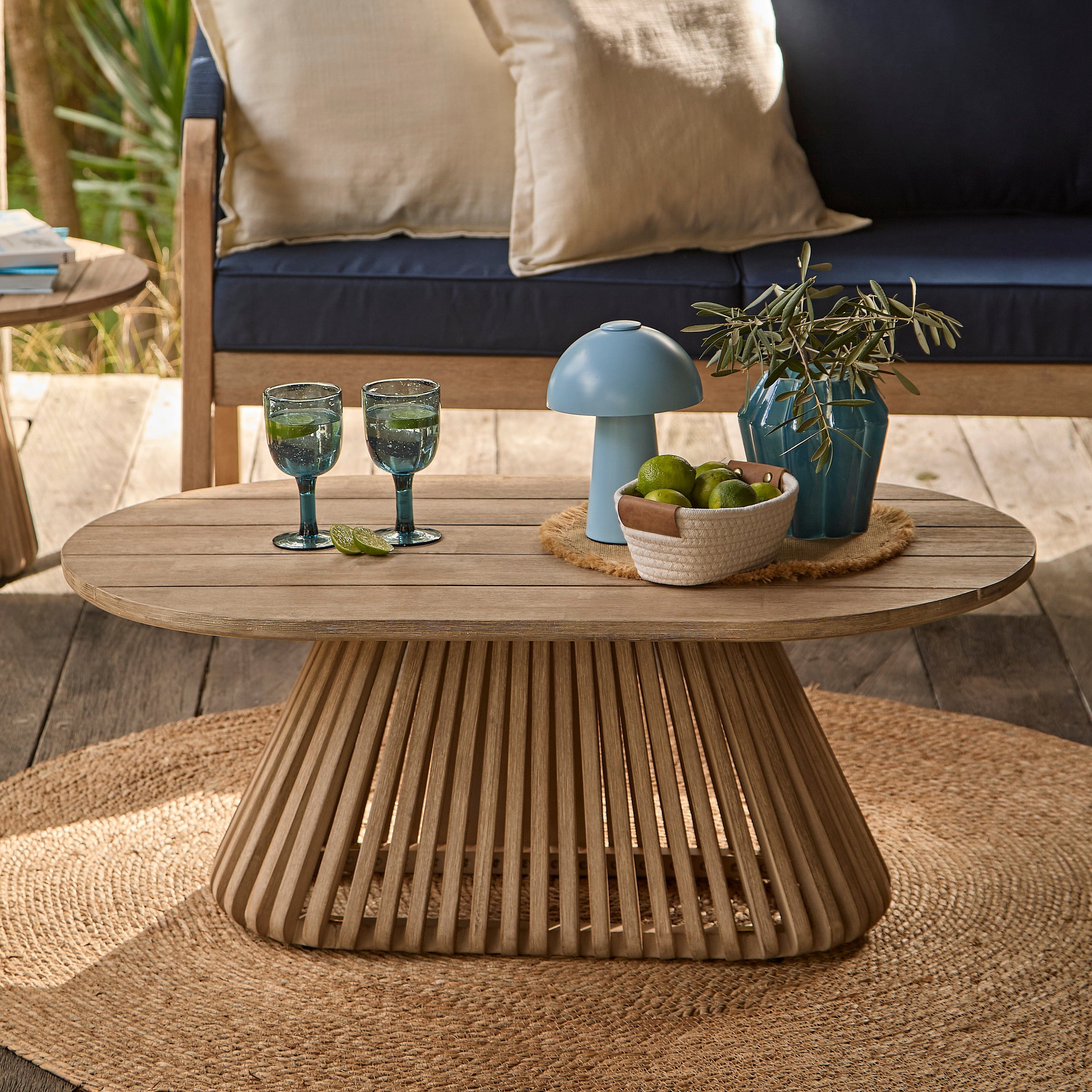 Willow Oval Garden Coffee Table - Brushed Light Acacia