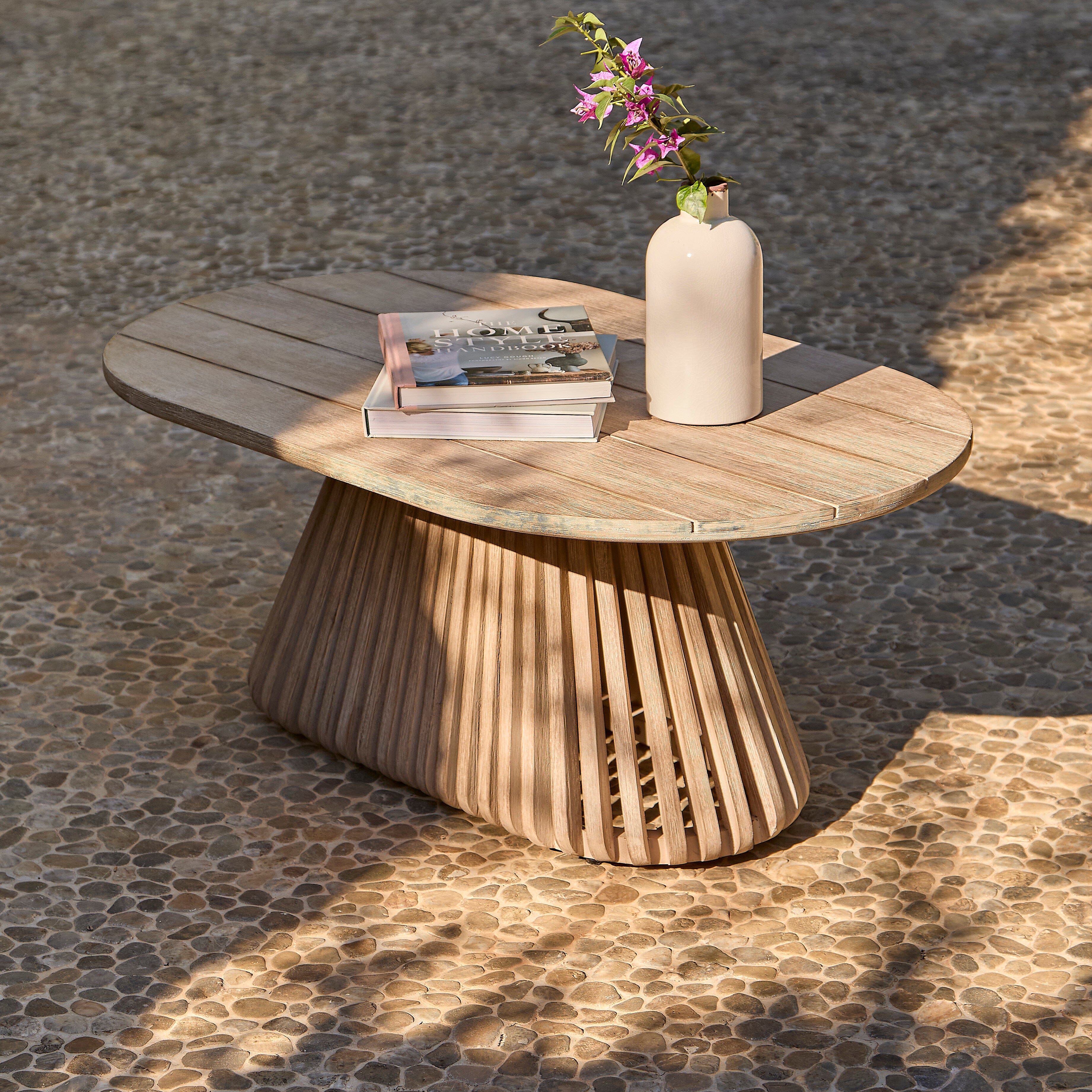 Willow Oval Garden Coffee Table - Brushed Light Acacia