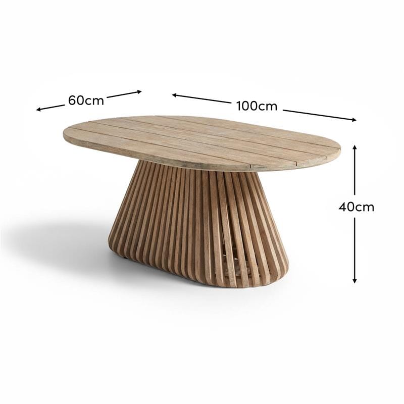 Willow Oval Garden Coffee Table - Brushed Light Acacia