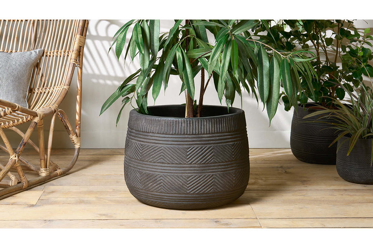 Zadie Terracotta Planter - Grey - Large