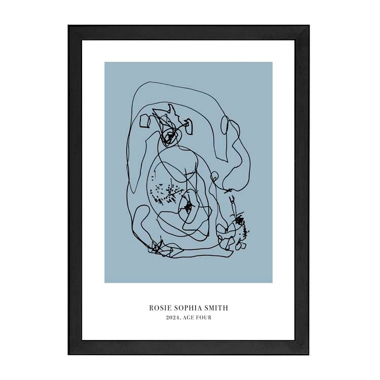 CUSTOM MINIMAL TURN YOUR KIDS ART INTO A PRINT BLUE