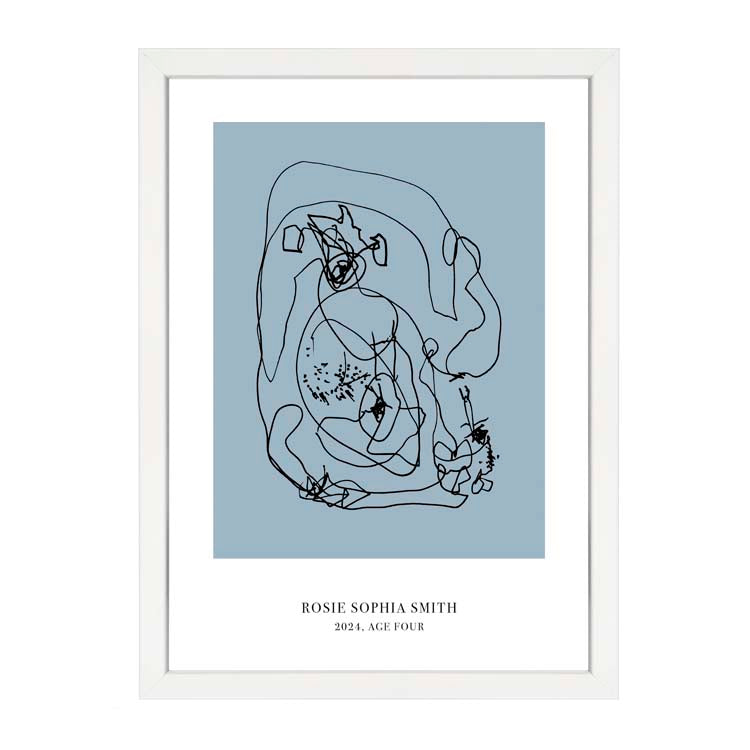 CUSTOM MINIMAL TURN YOUR KIDS ART INTO A PRINT BLUE