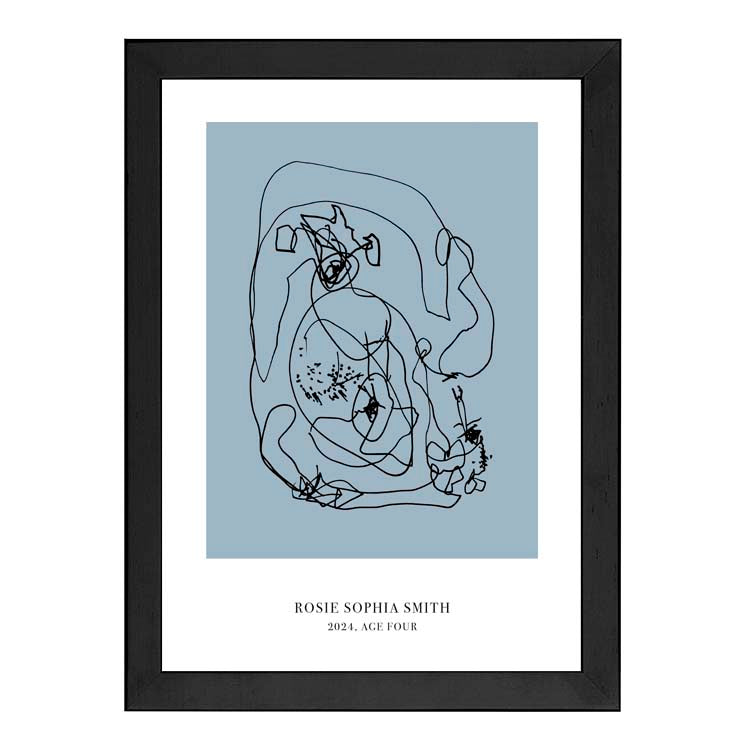 CUSTOM MINIMAL TURN YOUR KIDS ART INTO A PRINT BLUE