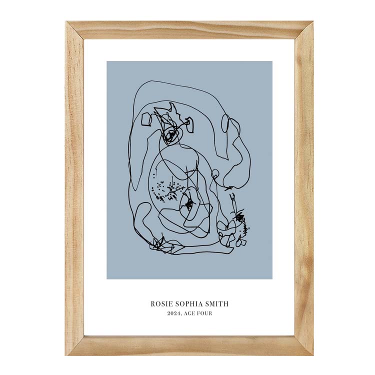 CUSTOM MINIMAL TURN YOUR KIDS ART INTO A PRINT BLUE
