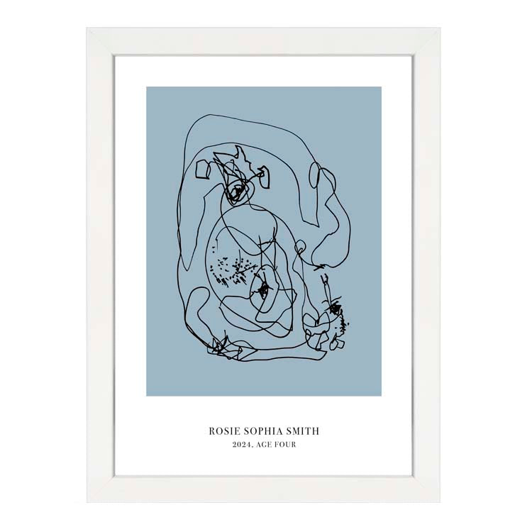 CUSTOM MINIMAL TURN YOUR KIDS ART INTO A PRINT BLUE